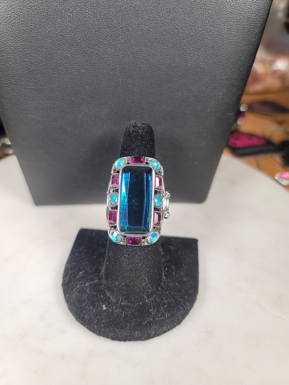 paparazzi Blue, Purple & Turquoise Rectangular Statement Ring